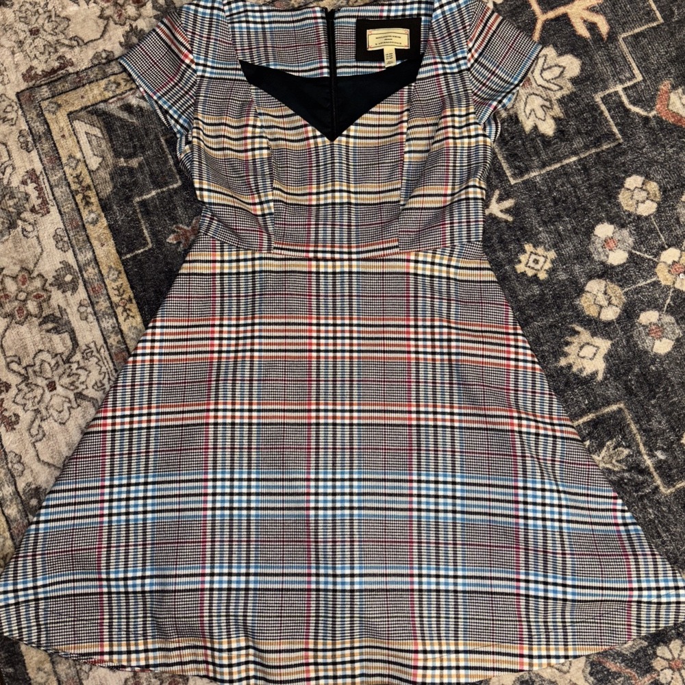 Moulinette Soeurs By Anthropology plaid short sleeve dress Size 4 Petite 4P